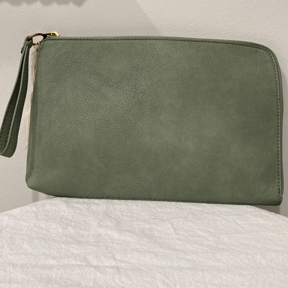 NWT Light Olive Green Clutch Wristlet